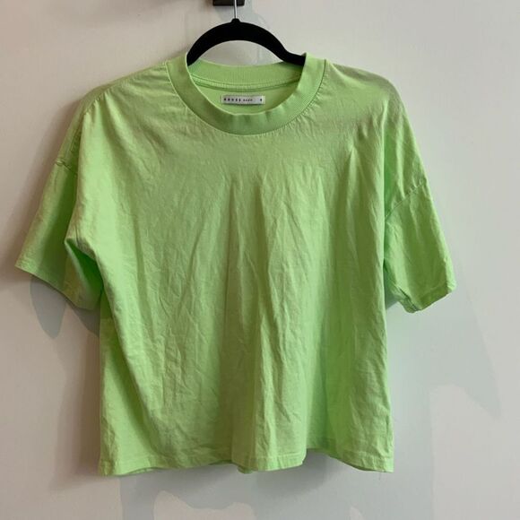 Basic House Lime Green Short Sleeve Crop Top Tee - Small - Picture 5 of 6